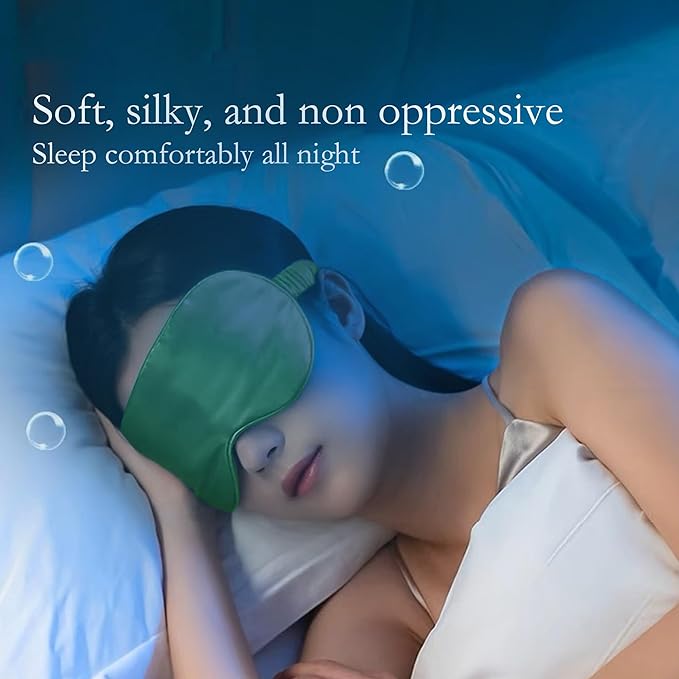 Silk Eye mask for Sleeping Light Blocking for Bedroom, Plane Travel Satin Sleep mask Women Mens,Blackout to Help You deep Sleep (Green)-BrightBean Baby