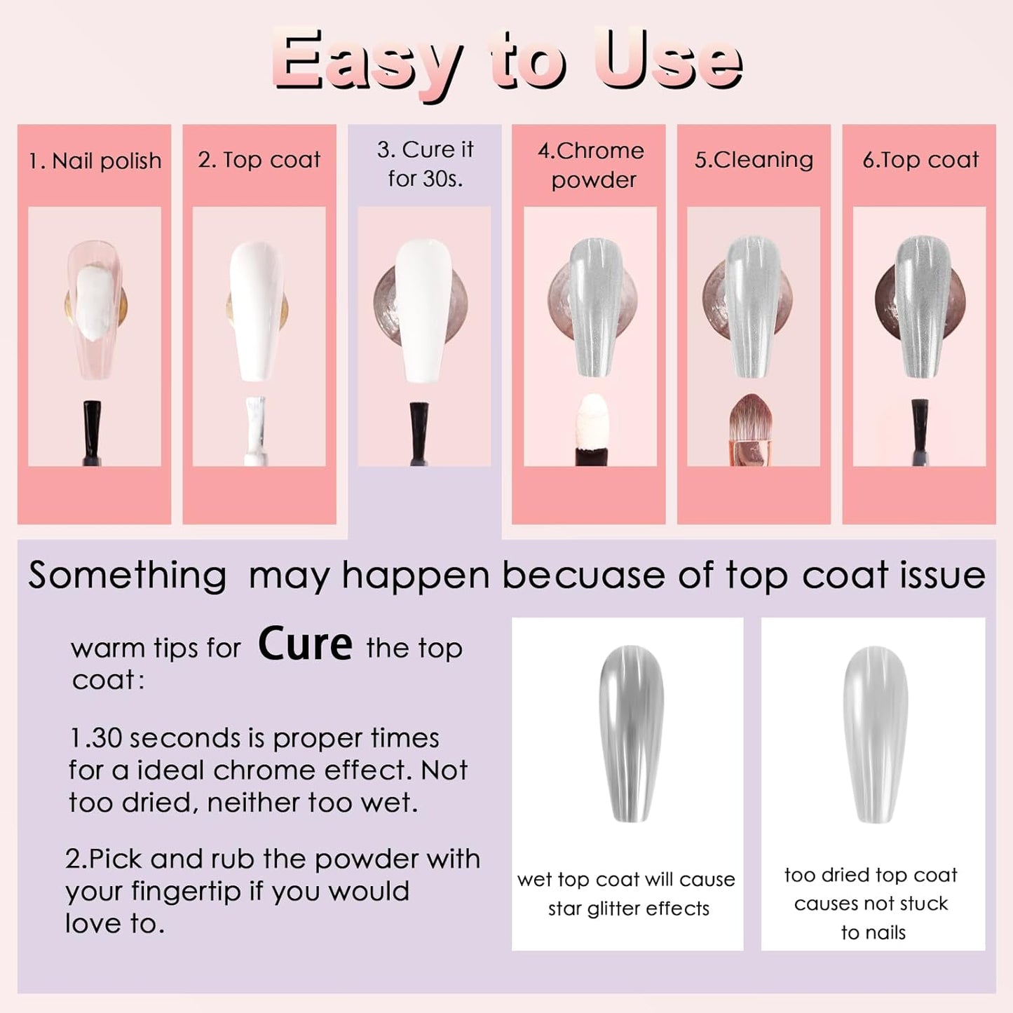 Allstarry Brown Chrome Nail Powder, 2pcs Metallic Mirror Effect Dust Glitter Glazed Manicure Decoration Reflective Pigment for Gel Polish Nail Art Decoration Resin Craft, Festivals - Dark Coffee-BrightBean Baby