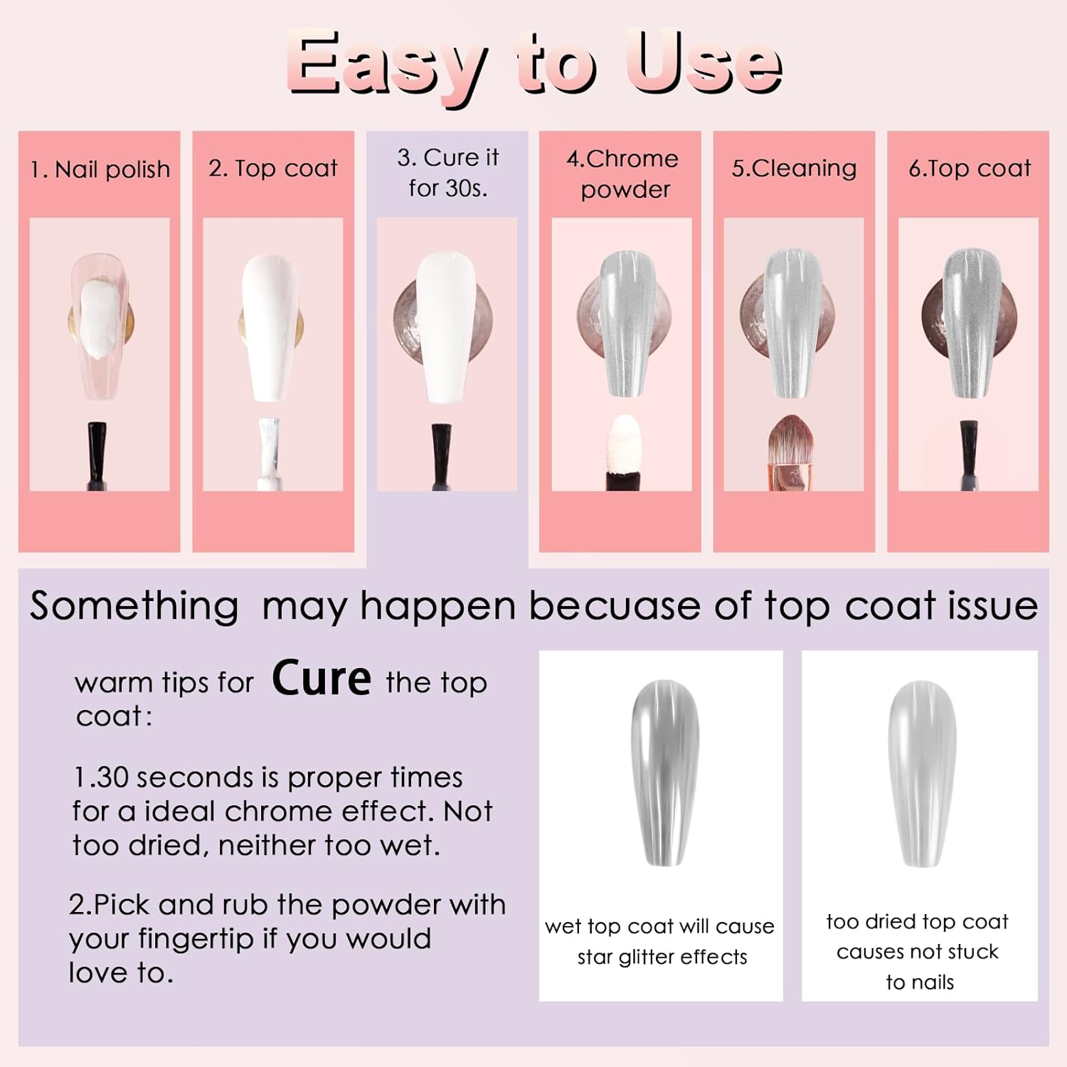 Allstarry Brown Chrome Nail Powder, 2pcs Metallic Mirror Effect Dust Glitter Glazed Manicure Decoration Reflective Pigment for Gel Polish Nail Art Decoration Resin Craft, Festivals - Dark Coffee-BrightBean Baby