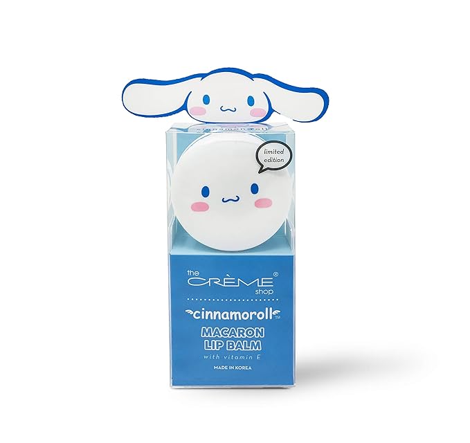 The Crème Shop x Sanrio Hello Kitty Macaron Lip Balm (Cinnamoroll) Korean Cute Scented Pocket Portable Soothing Advanced Must-Have on-The-go-BrightBean Baby