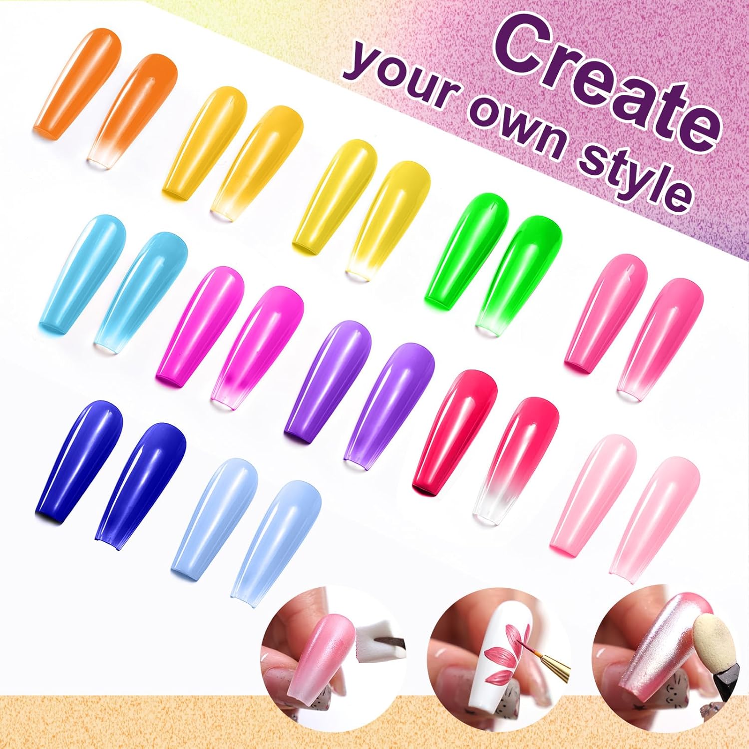 Gradient Painting Gel, 12 Bright Colors Ombre Gel Nail Polish for Pigment Pat Aura Nails, French Manicure DIY Nail Art Long-lasting No-wipe Palette Mojito Sunrise Canvas-BrightBean Baby