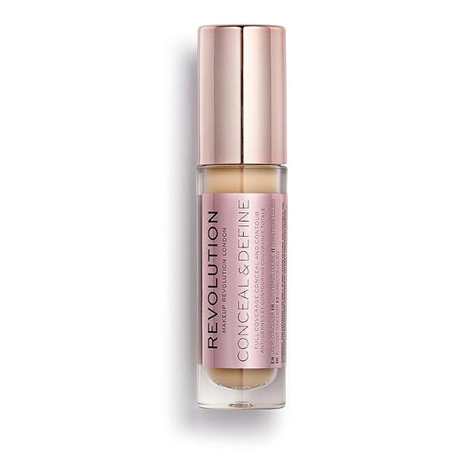 Makeup Revolution Conceal and Define Concealer, Full Coverage & Matte Finish, C10.2 for Medium/Tan Skin Tones, Vegan & Cruelty-Free, 0.7 Fl Oz-BrightBean Baby