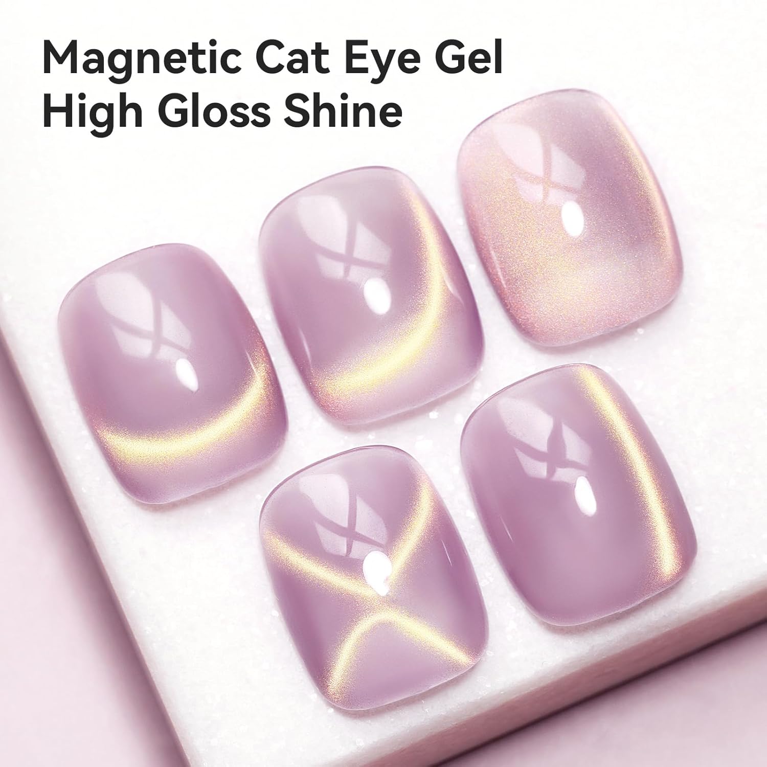Cat Eye Gel Polish Light Purple Glass Jelly Magnetic Nail Polish Gel Smoothie Glitter Gloss Shine Mauve Color Velvet UV Gel Polish For Nail Art Manicure DIY At Home 12ml-BrightBean Baby