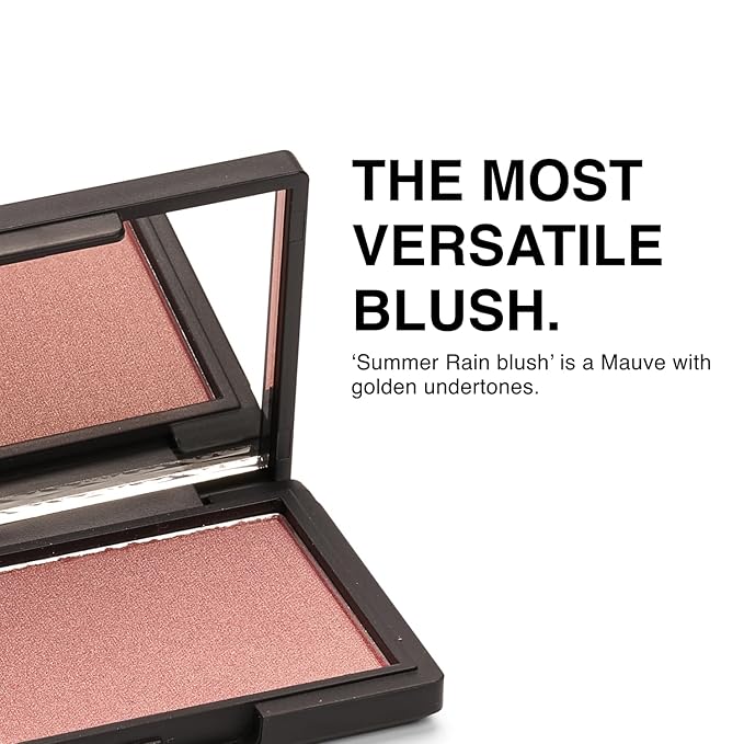 Makeup Powder Blush for cheeks | "Summer Rain" | 4g / 0.141oz | Cruelty-Free, Vegan, Clean Beauty | Buildable & Blendable for Natural, Healthy Glow | Coral, Peach & Golden Hues-BrightBean Baby