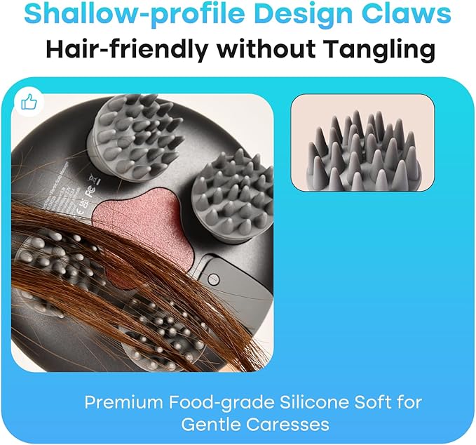 arboleaf Scalp Massager Electric, Portable Head Massager Scalp Stress Relax, Waterproof 6 in 1 Hair Massage with 8 Removable Claws, Rechargeable Hair Head Scratcher, Gifts for Her Him-BrightBean Baby