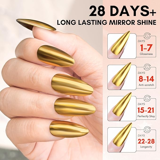 Makartt Gel Top Coat for Chrome Nail Powder - 15ml Clear No Wipe High Gloss Top Coat Gel Nail Polish Mirror Shine Long Lasting Easy Application, Soak off UV Lamp, DIY Home Salon Art Design-BrightBean Baby