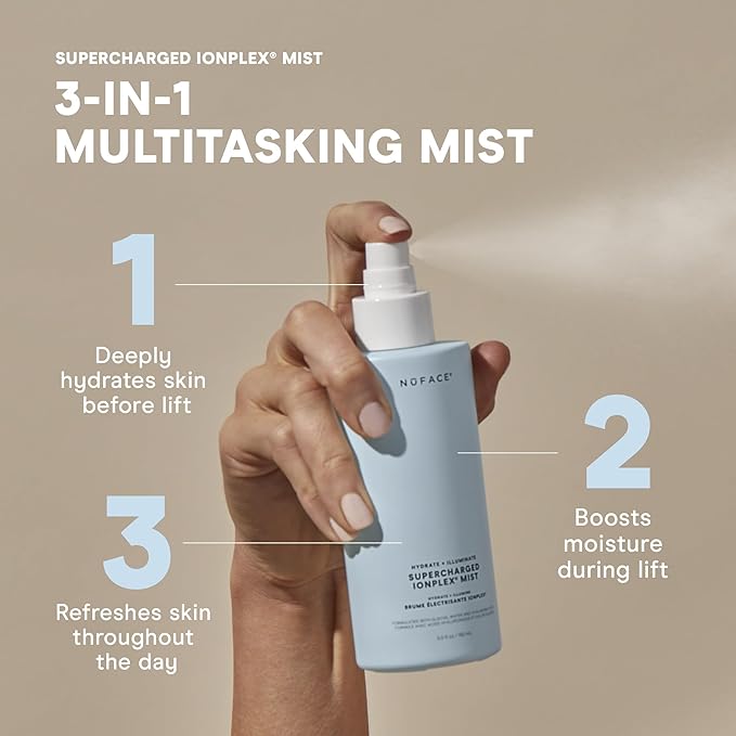 NuFACE Supercharged IonPlex Facial Mist - 3-in-1 Ultra-Fine Hydrating Face Mist & Pore Minimizer with Hyaluronic Acid + IonPlex Technology to Lock in Moisture and Enhance Microcurrent Treatment (5 oz)-BrightBean Baby