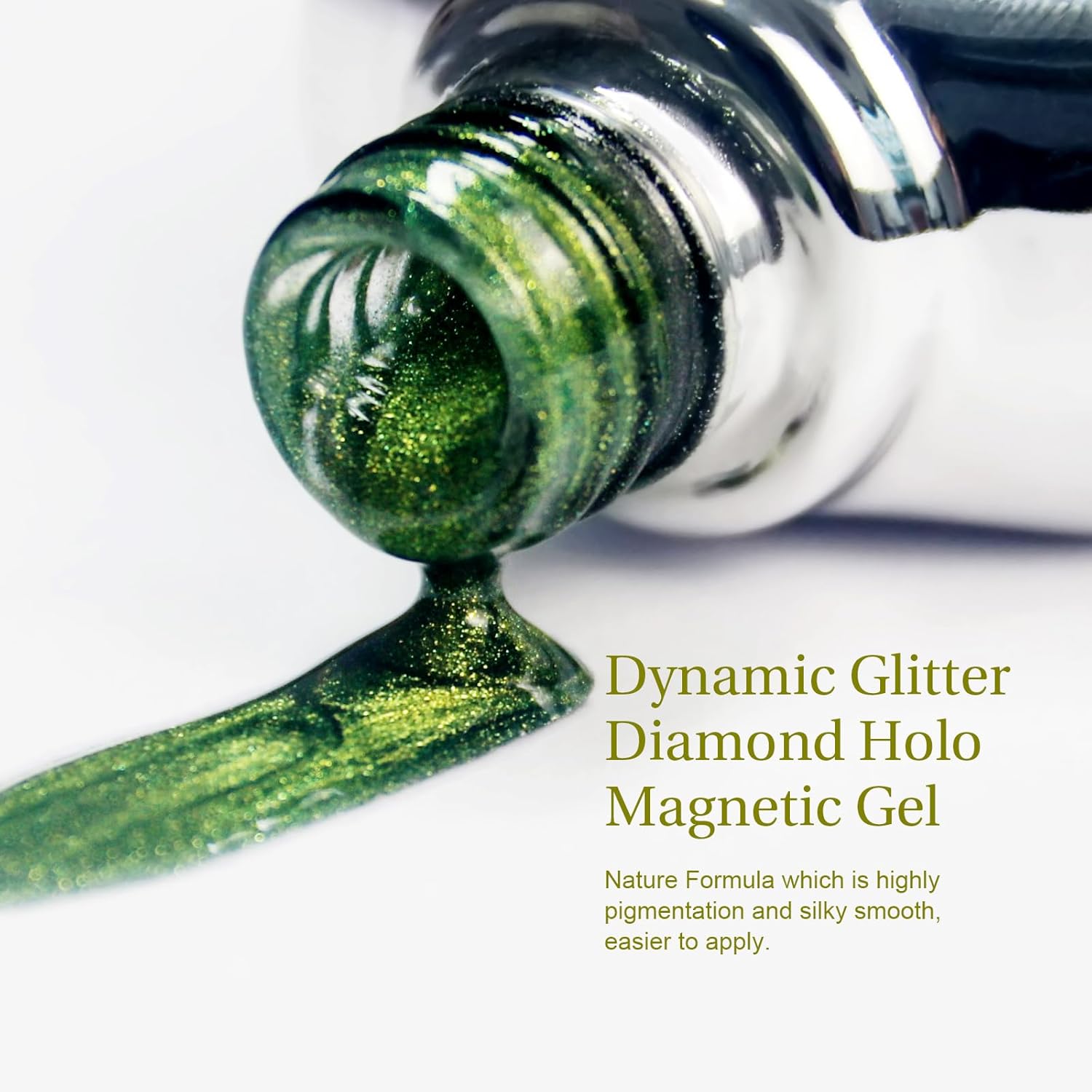 Cat Eye Gel Nail Polish with Magnet Stick, 15ml Glitter Holographic Nail Polish, Magnetic Effect Gel for Home DIY Manicure Gift, Jelly Green-BrightBean Baby