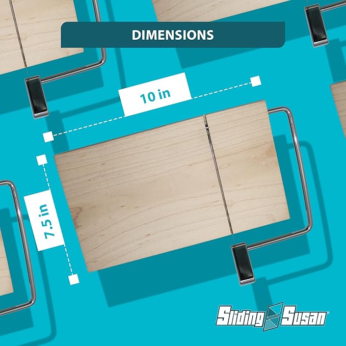 SlidingSusan Cheese Cutting Board - 11” Maple Wood with Silver Stainless Steel Slicer - Charcuterie Block for Hard & Soft Cheeses, Butter, Meat – Heavy Duty Handheld Kitchen Tool