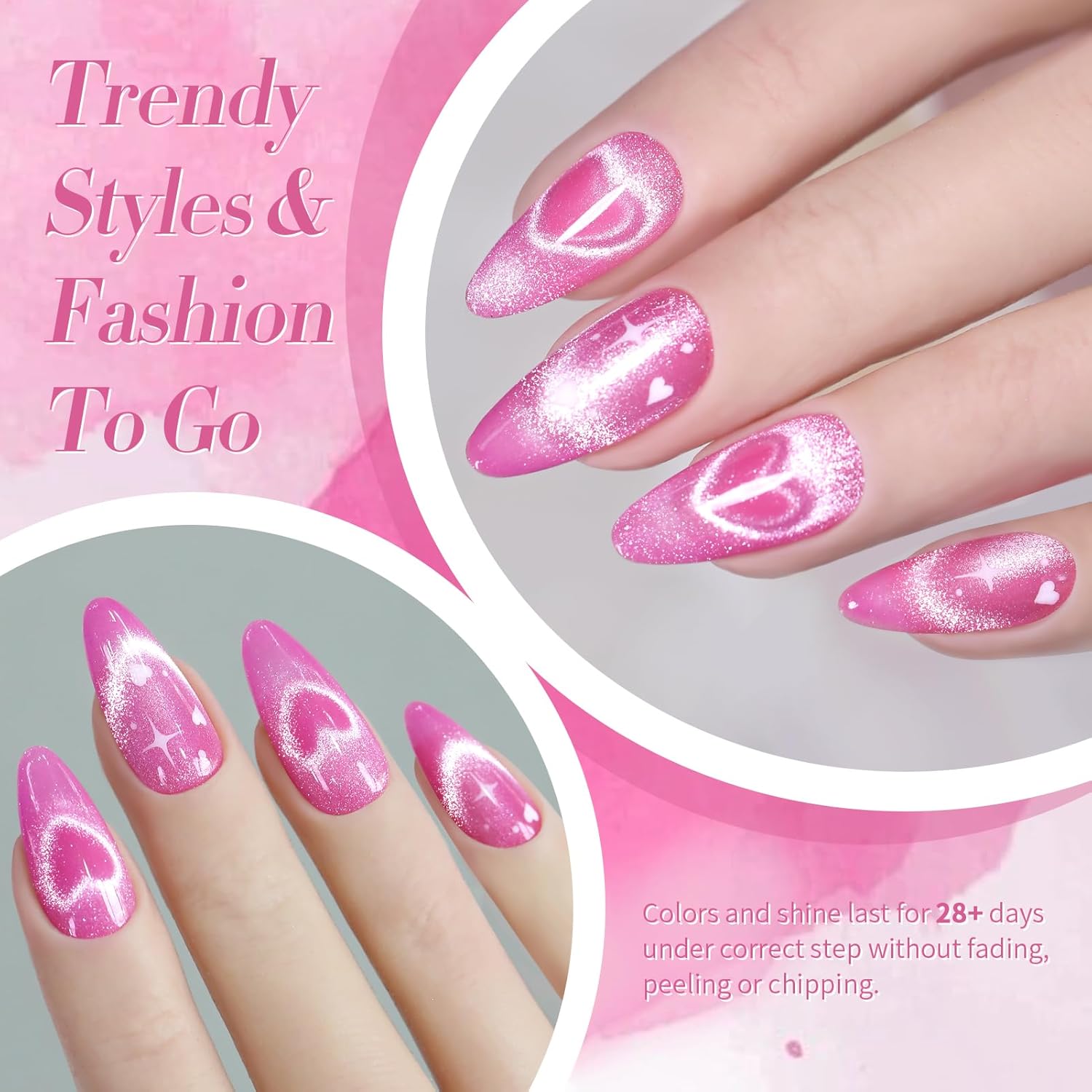 Born Pretty Cat Magnetic Eye Gel Nail Polish,Pink Glitter Cat Magnetic Gel Nail Polish Love Letter Magnetic Nail Polish for Nail Art Manicure Salon DIY at Home 15ML-BrightBean Baby