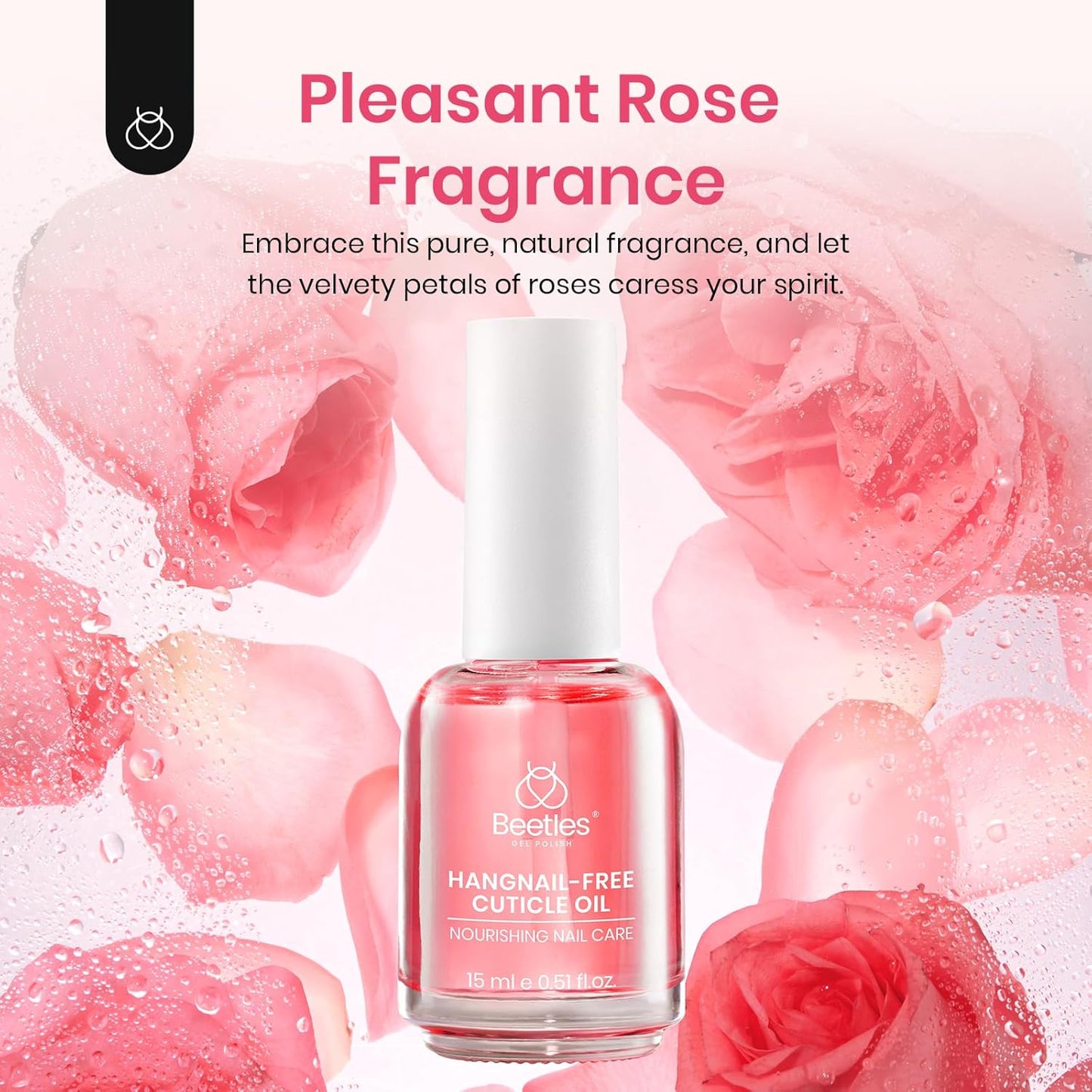 Beetles Cuticle Oil for Nail & Cuticle Care, 15ml Natural Rose Smell Oil with Vitamin E Nourish Condition Dry Stronger Nails SPA & Hand Manicure DIY Salon Needs Gifts for Her Women-BrightBean Baby