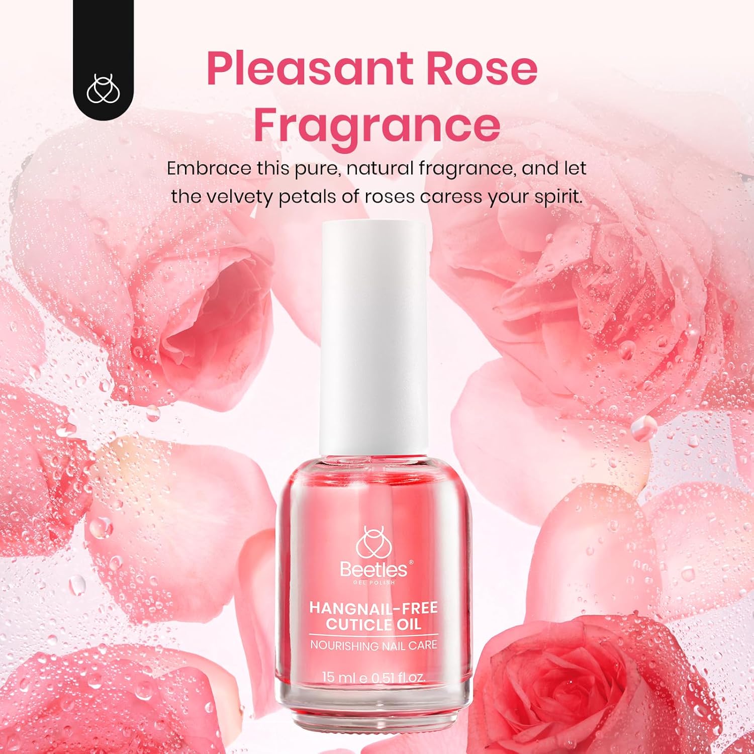 Beetles Cuticle Oil for Nail & Cuticle Care, 15ml Natural Rose Smell Oil with Vitamin E Nourish Condition Dry Stronger Nails SPA & Hand Manicure DIY Salon Needs Gifts for Her Women-BrightBean Baby