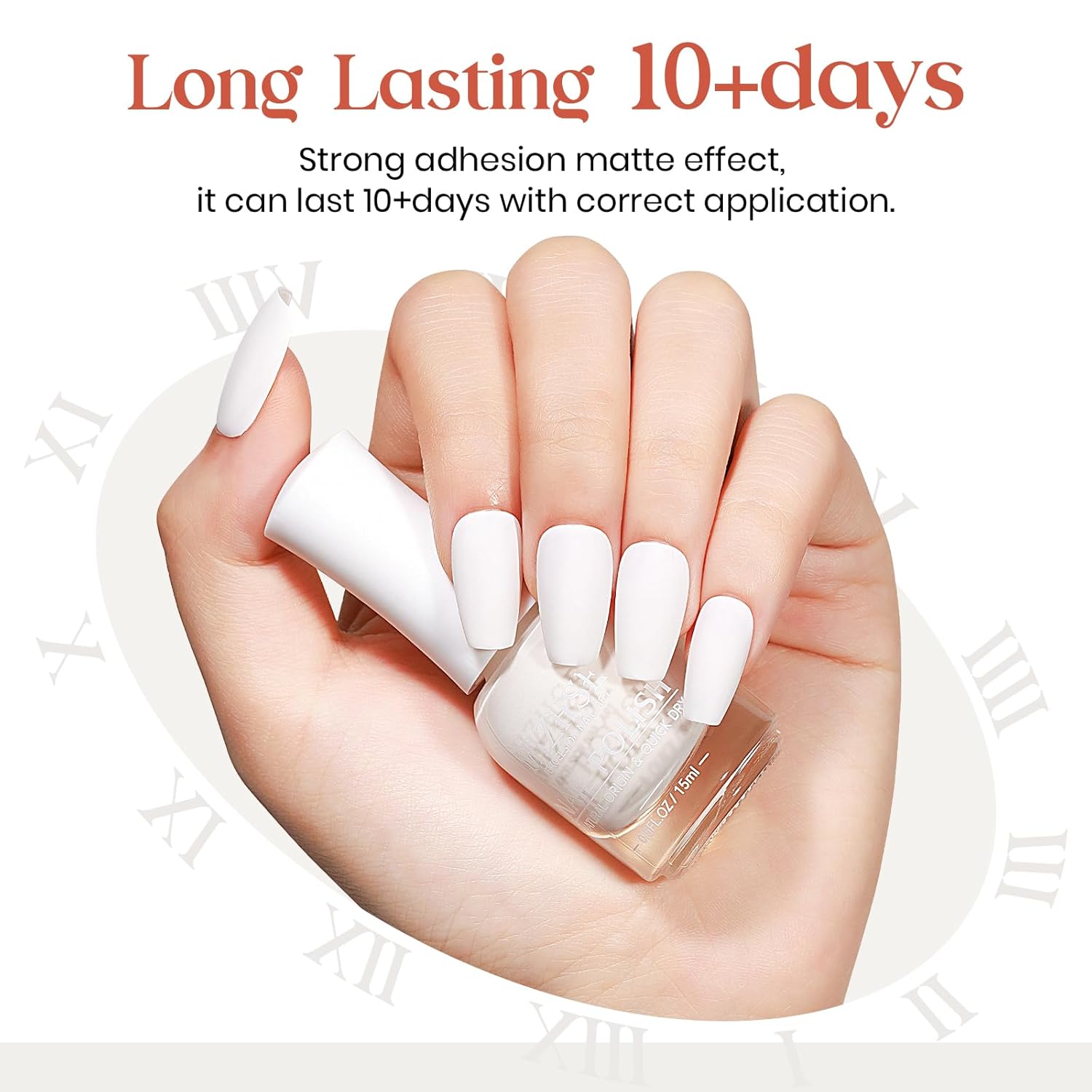 MIZHSE White Nail Polish Matte, 15ML Large Capacity Quick Dry Nail Lacquer for Nail Art Varnish, Mist Effect Matte Finish Velvet Nail Polish for Women Girl Nail Art DIY Home. 0.53 fl oz-BrightBean Baby