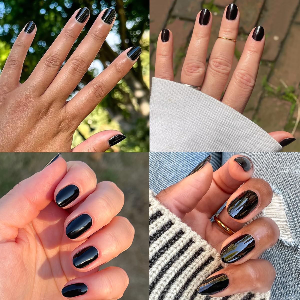 Olive & June Quick Dry Nail Polish | Instant, Fast-Drying, Smudgeproof Color | 15-free, Vegan, Cruelty-Free Formula | Lasts up to 5 Days | Salon-Quality Manicure Pedicure at Home | Cateye Inky Black-BrightBean Baby