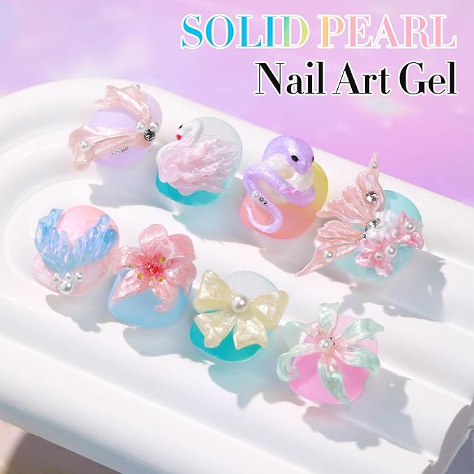 Double Rhythm 3D Nail Gel Pearl Solid Sculpting Gel for Nail Art Non-Sticky Hard Gel for Building Carving Molding Nail Extension Soak Off UV/LED Nail Art Salon Home DIY 0.5 Oz (Pink-Silk 04)-BrightBean Baby