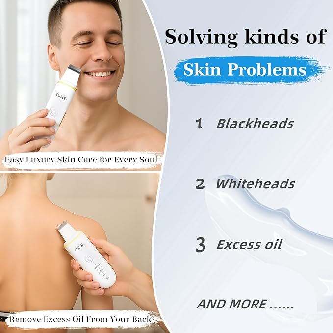 GUGUG Skin Scrubber Face Spatula Skin Spatula Pore Cleaner Blackhead Remover Tools for Facial Deep Cleansing-4 Modes -White-BrightBean Baby