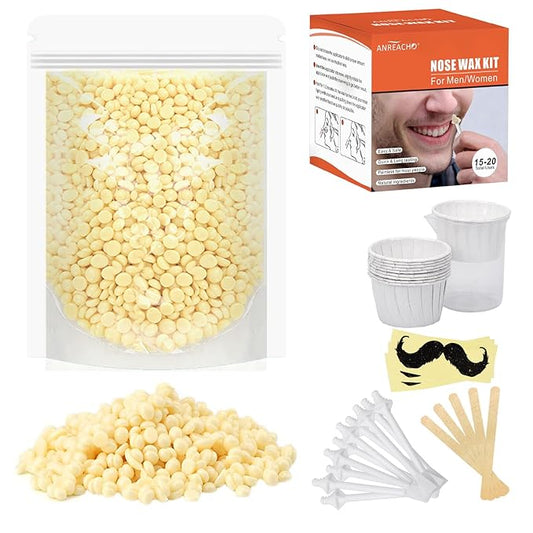 Nose & Ear Hair Wax Kit for Men & Women, 100g Wax with 20 Applicators, Safe Home Grooming Solution for Painless 15-20 Time Usage-BrightBean Baby