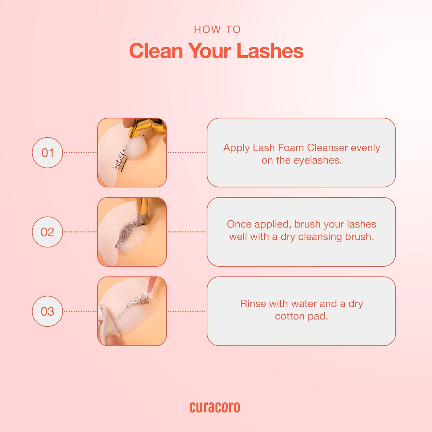 Curacoro 60ML Eyelash Extension Cleanser - Lash Shampoo for Lash Extensions, Eyelash Extension Foam Cleanser for Dry & Sensitive Skin, Gently Removes Waterproof Makeup for Professional & Home Use-BrightBean Baby