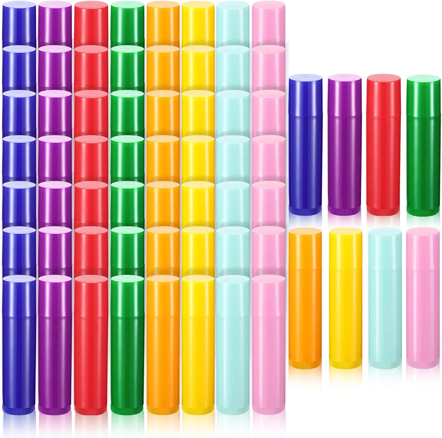 64 Pieces Lip Balm Tubes 5 ml Empty Lip Gloss Balm Containers Refillable Rotatable Plastic Lipstick Tubes DIY Lip Gloss Balm Tube Holder for DIY Cosmetic, 8 Colors-BrightBean Baby