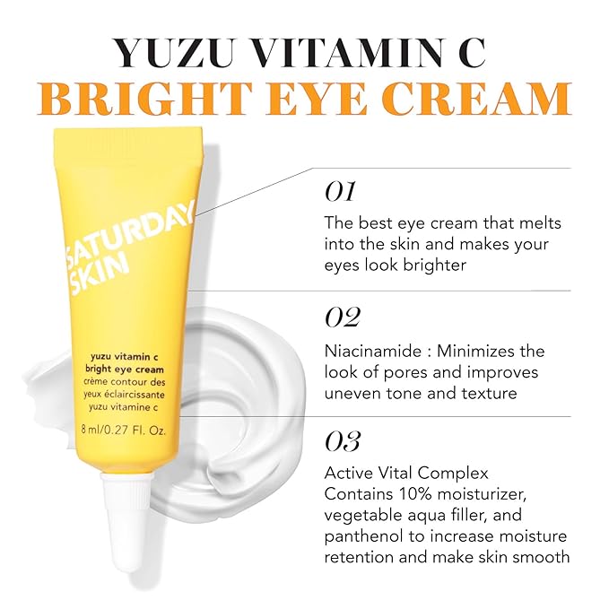 Saturday Skin 3-Piece Skin Care Set Yuzu Vitamin C Sleep Mask Yuzu Vitamin C Bright Toner and Eye Cream Overnight Facial Masks Korean Beauty Best Vitamin C Skincare Set-BrightBean Baby