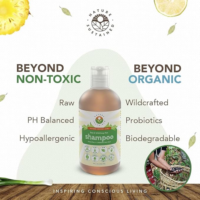 Natural Shampoo - Organic, Raw & Wildcrafted with Probiotics, Hypoallergenic Natural & Sulfate Free Shampoo for Sensitive Scalp, Dry Hair, Dandruff, Eczema & Psoriasis, 9oz, Original-BrightBean Baby