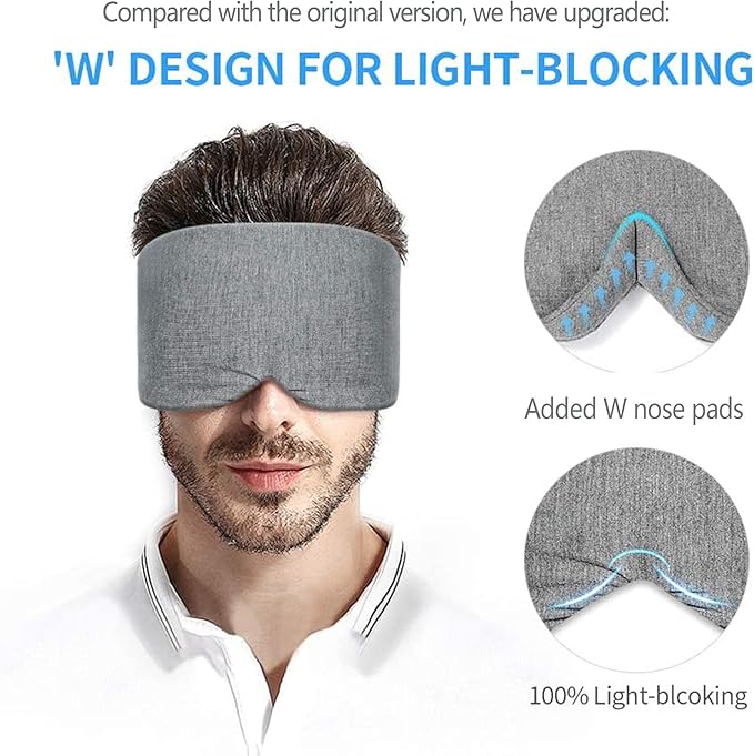 FRESHME Deluxe Cotton Sleep Mask Gift Set - 100% Blackout Large Comfortable Blindfold Adjustable Eye Mask Pillow in Gift Box for Men Women Side Sleeper Travel Meditation Airplane-BrightBean Baby