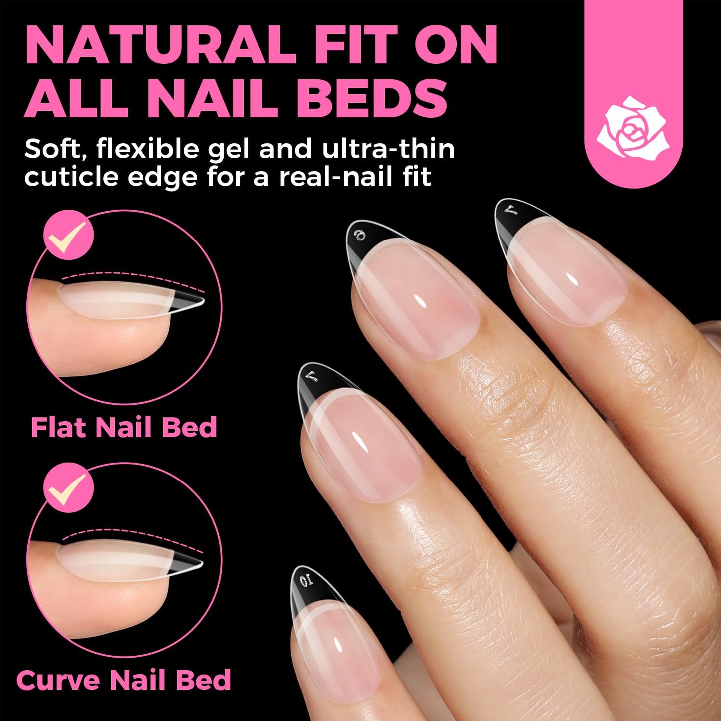 UNA GELLA Short Almond Nail Tips: 504PCS Short Fake Nails Soft Press On Gel Nail Tips Pre Shaped Almond Shape Home Nail Extension Full Cover, 12 Sizes Acrylic Gelly Tips-BrightBean Baby