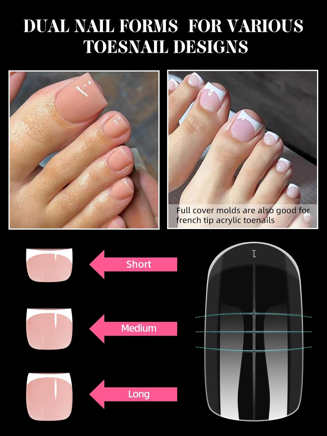 EBANKU Toe Dual Forms for Poly Gel, 150PCS French Nail Forms for Toes, Clear Poly Gel Toenails Molds for DIY Pedi Toenail Extension Kit for Salon-Quality Manicures at Home, 15 Sizes-BrightBean Baby