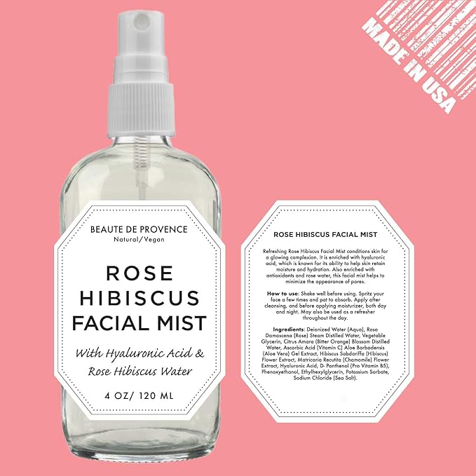 Rose Water Spray for Face & Body Refreshment with Moisturizing Hyaluronic Acid and Hibiscus water | Instant Hydration, Cooling, Calming & Conditioning (8 FL OZ)-BrightBean Baby