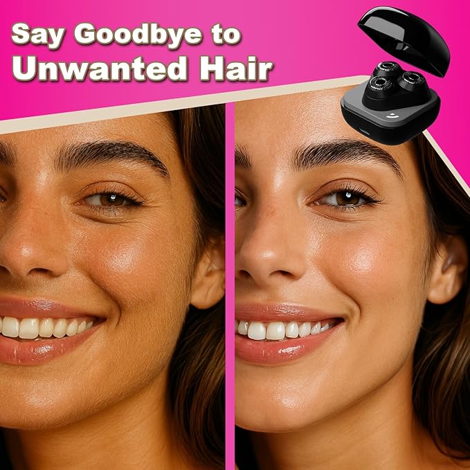 Facial Hair Removal for Women, 3D Floating Blade Rotary Razor, Wet/Dry Electric Shaver, Portable & USB Rechargeable Epilator Hair Remover for Face, Upper Lip, Chin, Arms & Legs (Black)-BrightBean Baby