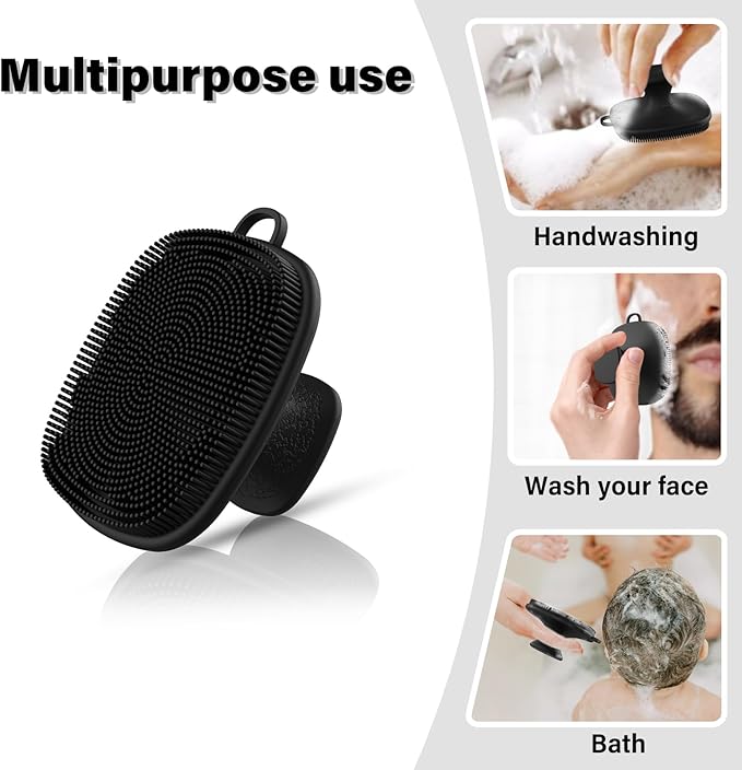 2 Pack Face Scrubber,Silicone Facial Cleansing Brush for Men & Women,Reusable Gentle Facial Waterproof Cleansing Skin Brush Exfoliating Scrubber for Sensitive Skin (Black/Pink)-BrightBean Baby