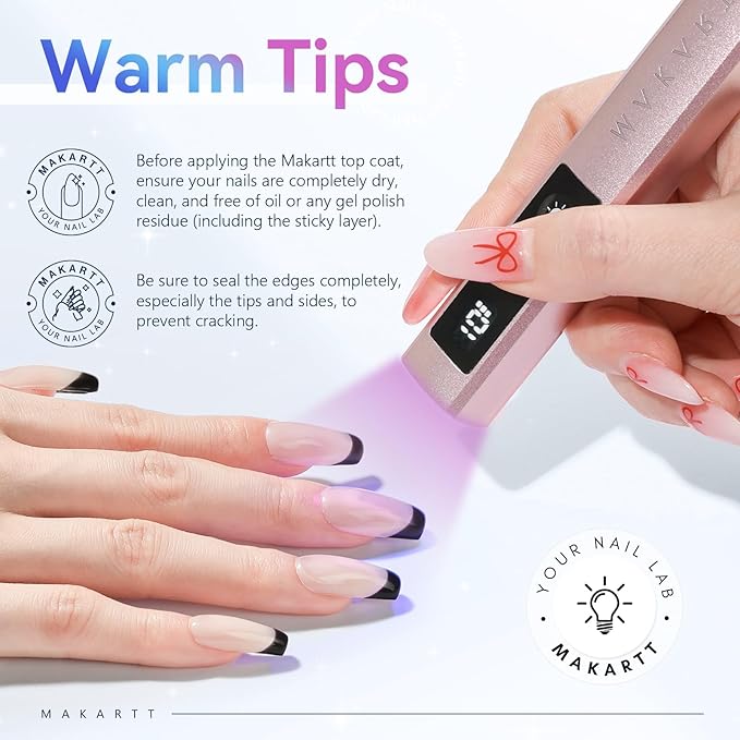 Makartt Gel Top Coat - 2 PCS No Wipe Top Coat Gel Nail Polish High Glossy Shine Finish Long Lasting, 10ML Clear Soak Off UV Nail Lamp, Salon Quality Art Design for Home Use Beauty Gift-BrightBean Baby