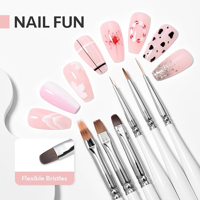 GAOY 6 Pcs Nail Art Brushes, Nail Design Tools for Nail Detail Painting, French Liner and Dotting Pens for Nail DIY-BrightBean Baby