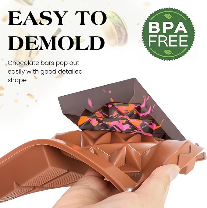 1 Inch Chocolate Bar Mold Deep Dubai Stuffed Chocolate Molds Silicone Large Break Apart Silicone Molds (Mix,1 Pc）