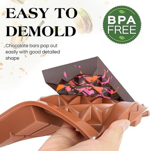 1 Inch Chocolate Bar Mold Deep Dubai Stuffed Chocolate Molds Silicone Large Break Apart Silicone Molds (Mix,1 Pc）