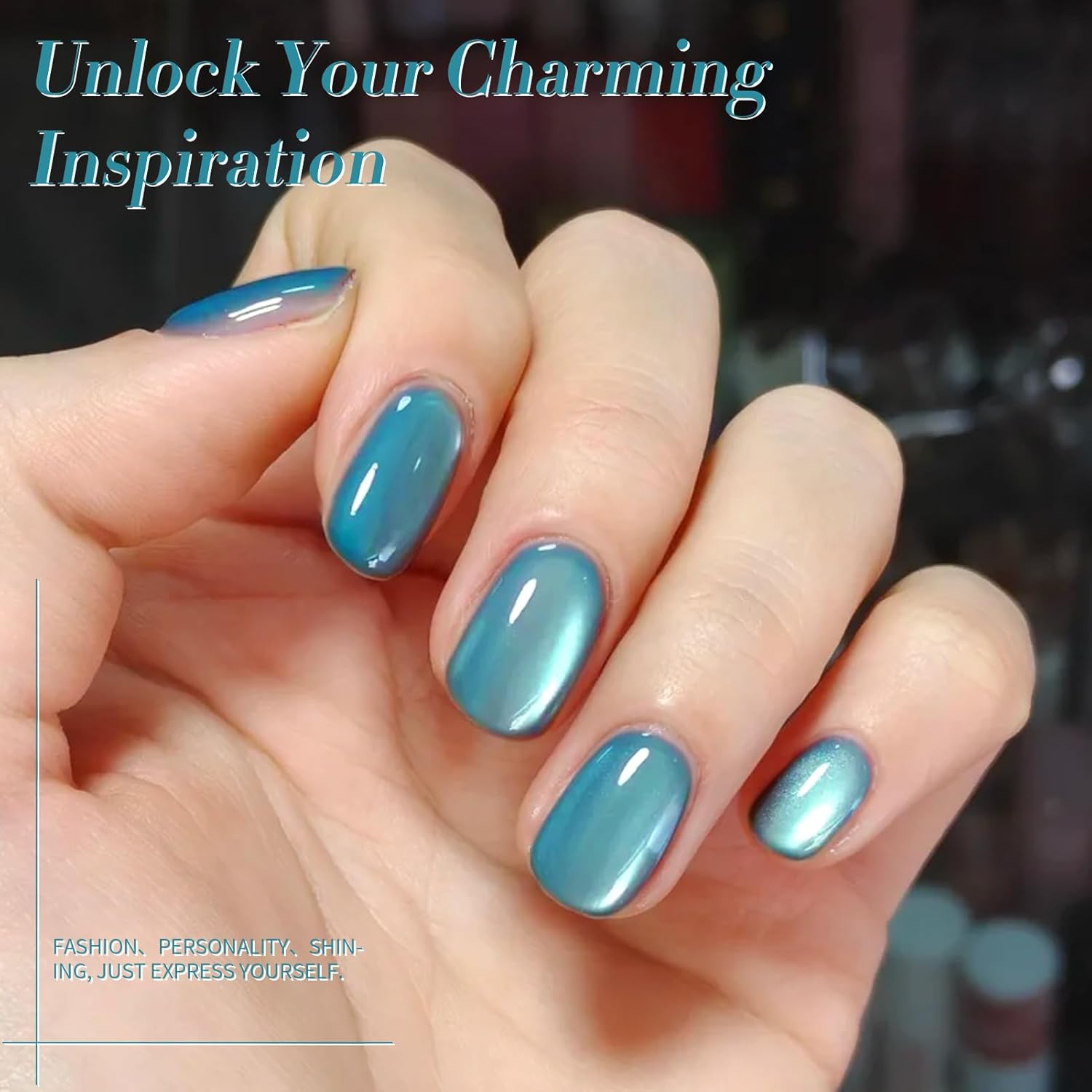 Born Pretty Cat Magnetic Eye Gel Nail Polish,Light Blue Lover Jelly Glass Magnetic Gel Polish,Glitter Soak Off Nail Art Salon Manicure Home Gift 15ml-BrightBean Baby