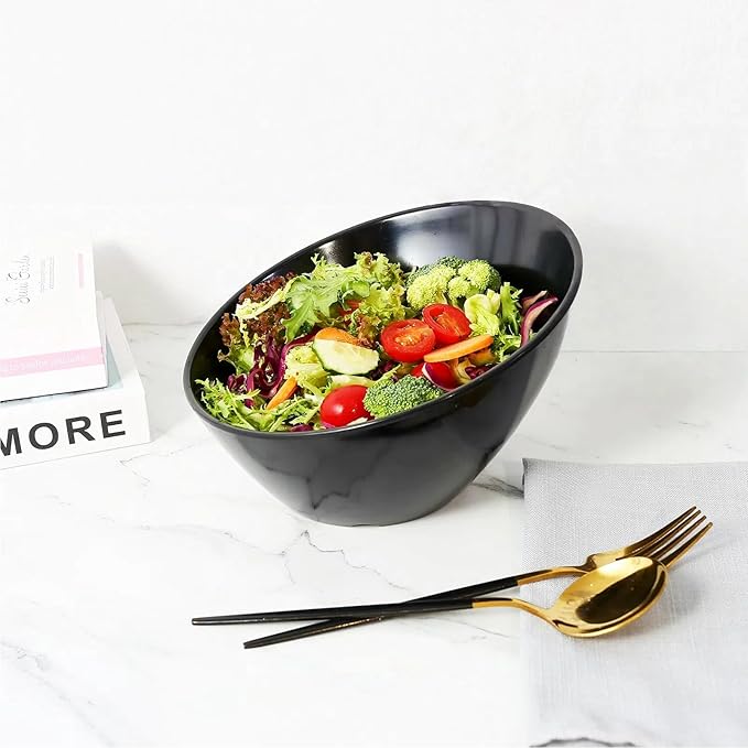 TP Salad Bowls Set of 4, 26 oz Melamine Serving Bowls for Pasta, Cereal, and Snacks, Lightweight and Durable, Dishwasher Safe, Black Bowls for Restaurant, Kitchen, Daily Use