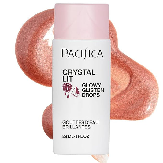 Pacifica Crystal Lit Glowy Glisten Drops – Face Makeup - Shimmery Multi-Use Liquid Blush/Highlighter for Radiant, Dewy Cheeks Luminous Glow Clean Beauty Vegan & Cruelty-Free Dermatologist Tested-BrightBean Baby