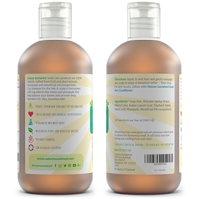 Natural Shampoo for Dry Hair & Scalp - Organic, Raw & Wildcrafted with Probiotics, Hypoallergenic & Sulfate Free Hydrating Shampoo for Dryness, Frizz, Breakage, Itchiness, Thinning - Gallon, Original-BrightBean Baby