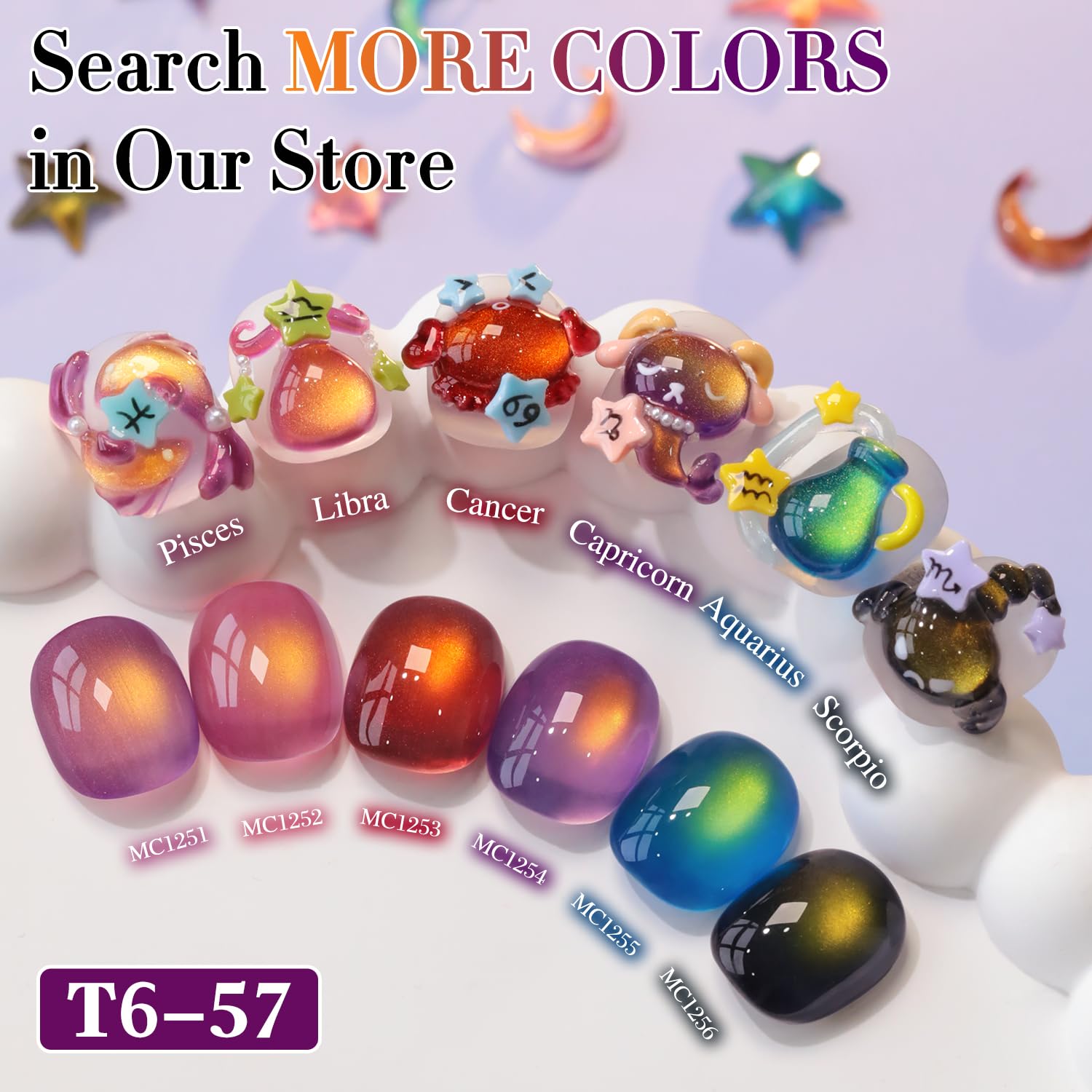 Double Rhythm Jelly Glass Cat Eye Gel Polish with Magnet 15ML Holographic Glitter Shimmer Translucent Sheer Color Magnetic Nail Polish Salon DIY at Home (Golden Purple-MC1254)-BrightBean Baby