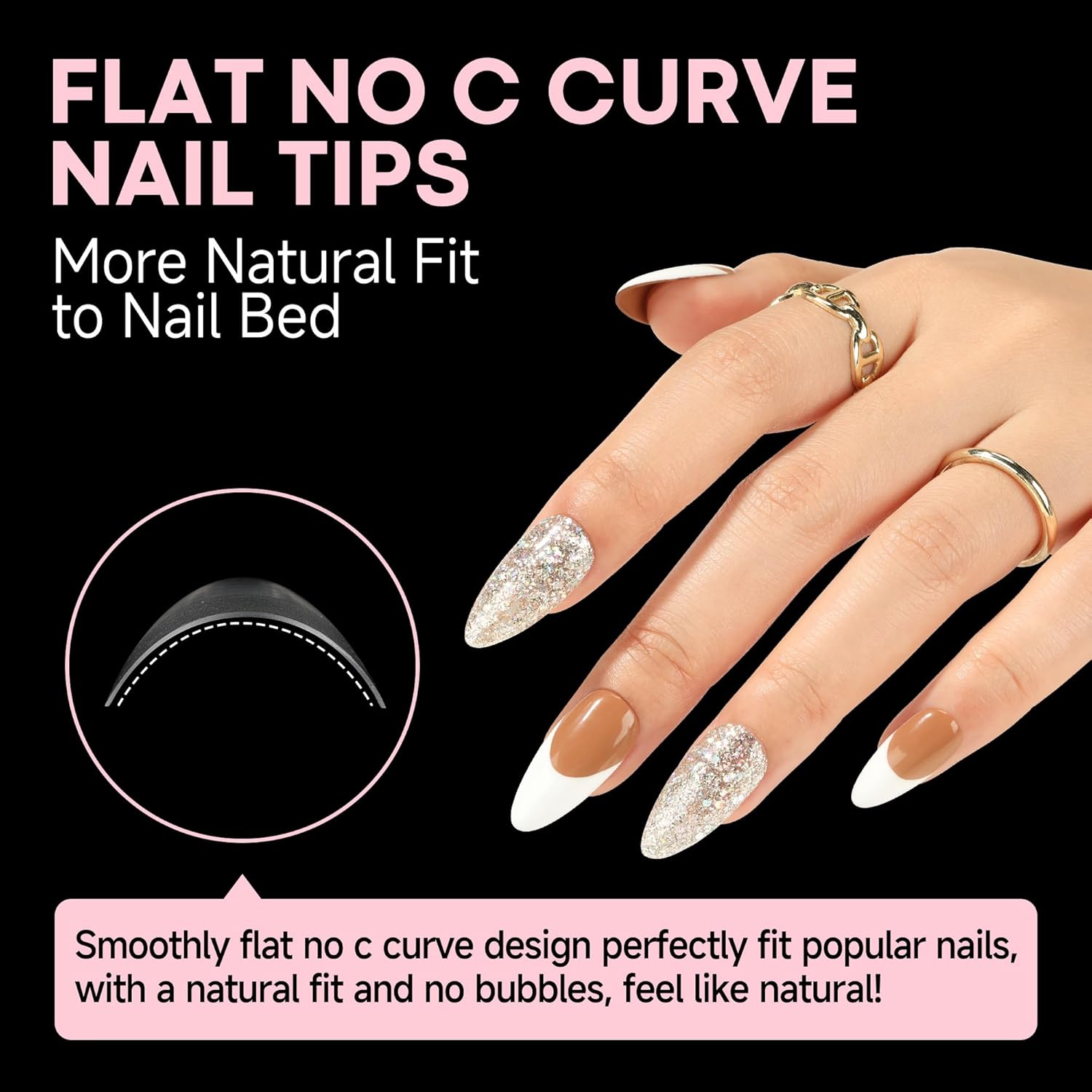 UNA GELLA Gel Nail Tips Almond Shape: 504pcs Medium Almond Nail Tips Half Cover Upgrade Soft Gel Matte Design for DIY Press On Nails Acrylic False Nails Tips 12 Sizes-BrightBean Baby