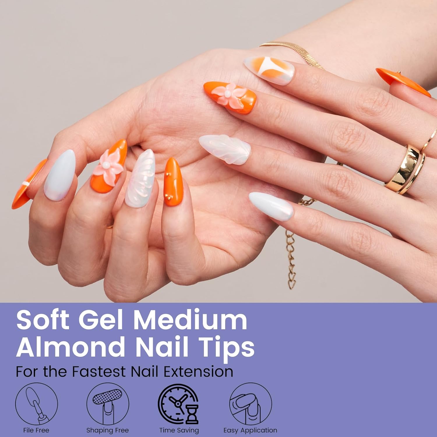 Medium Almond Nail Tips: 240PCS Soft Gel Clear Almond Pre-Shaped Nails Tips, 12 Sizes Full Cover Fake Press on Nails for Acrylic Nail Tip Home DIY Salon Nails-BrightBean Baby