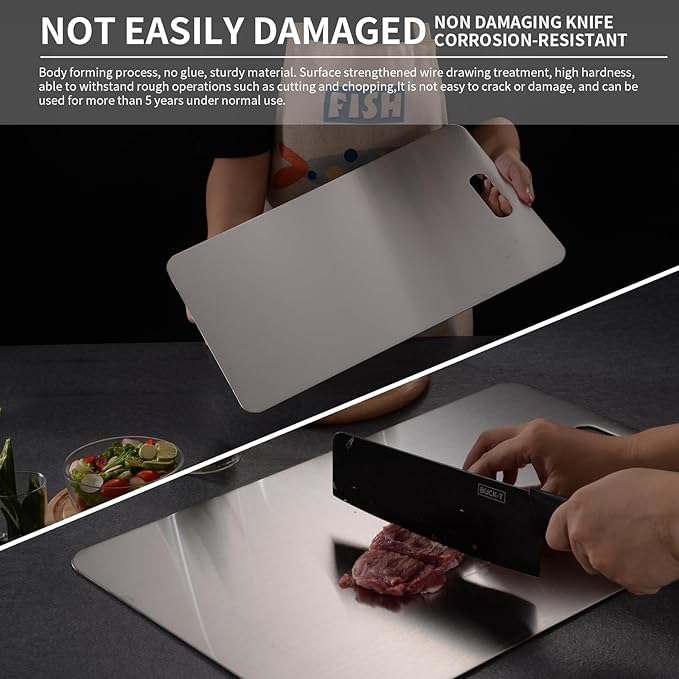 Katuchef Titanium Cutting Board 2025 New Upgrade Pure Titanium Cutting Boards for Kitchen Double Sided Cutting Boards Non Toxic,Hygiene Durable Chopping Board Suitable for Dishwasher Safe (3PC:S+M+L)