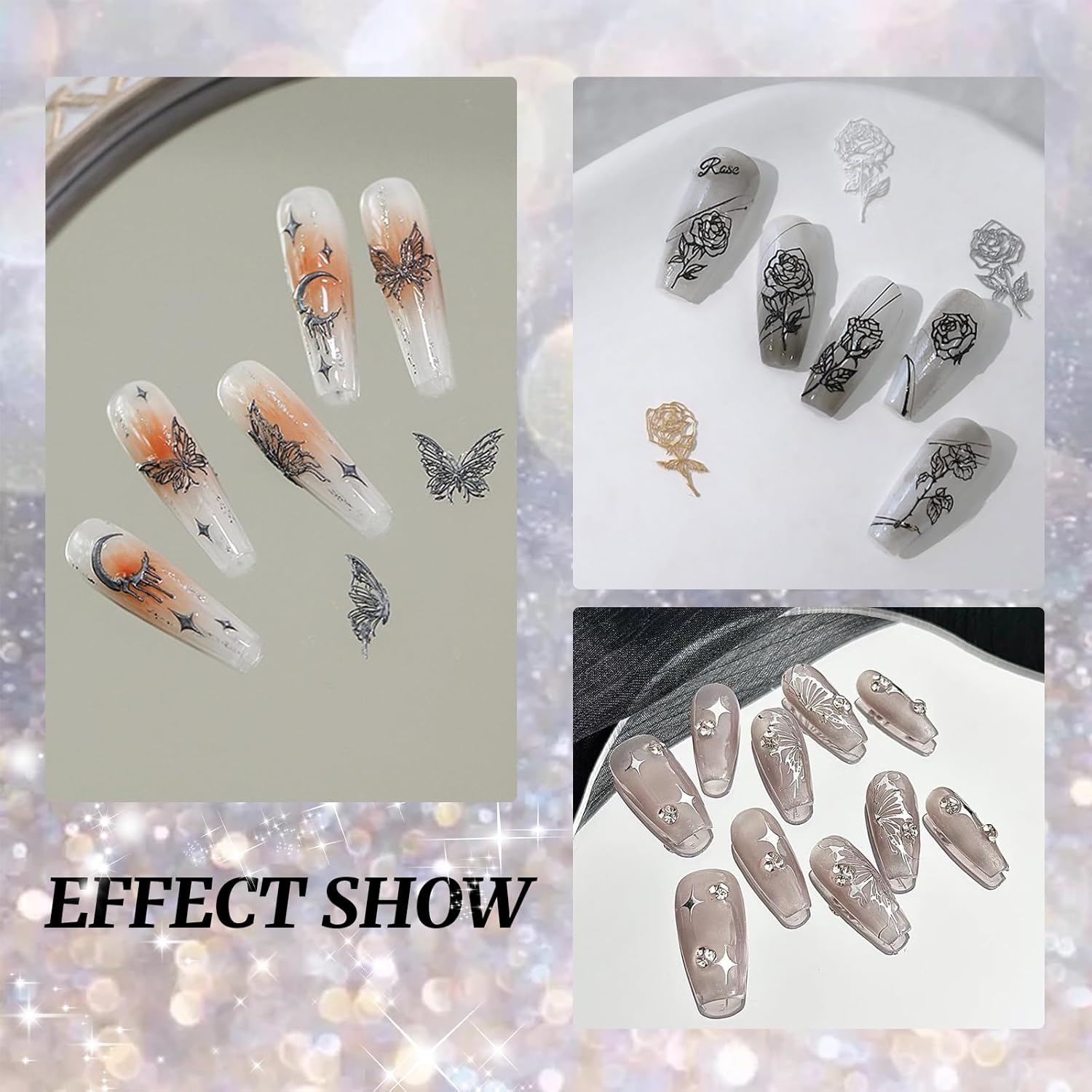 Nail Art Silicone Mold, Rose Nail Decoration Silicone Mold, 3D Nail Art Carving Mold Templates for Precise Embossed Pattern, Nail Tools Nail Charms for Acrylic Nail DIY Craft-BrightBean Baby