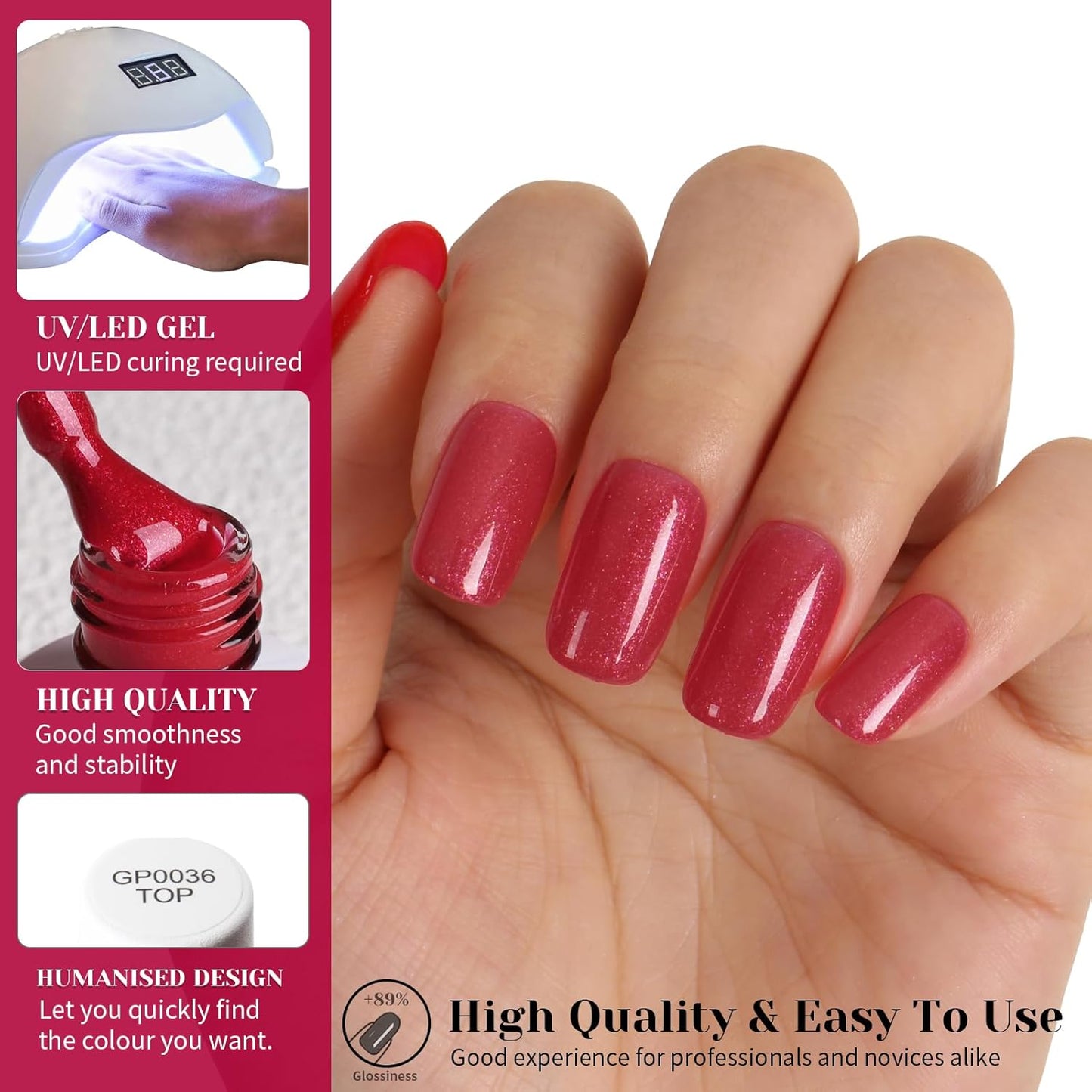 Dark Peach Glitter Gel Polish, Golden Sparkly Deep Peach Red Gel Nail Polish, 15ml UV/LED Soak Off Gel Polish for Manicure Salon or DIY Nail Art at Home - GP0093-BrightBean Baby