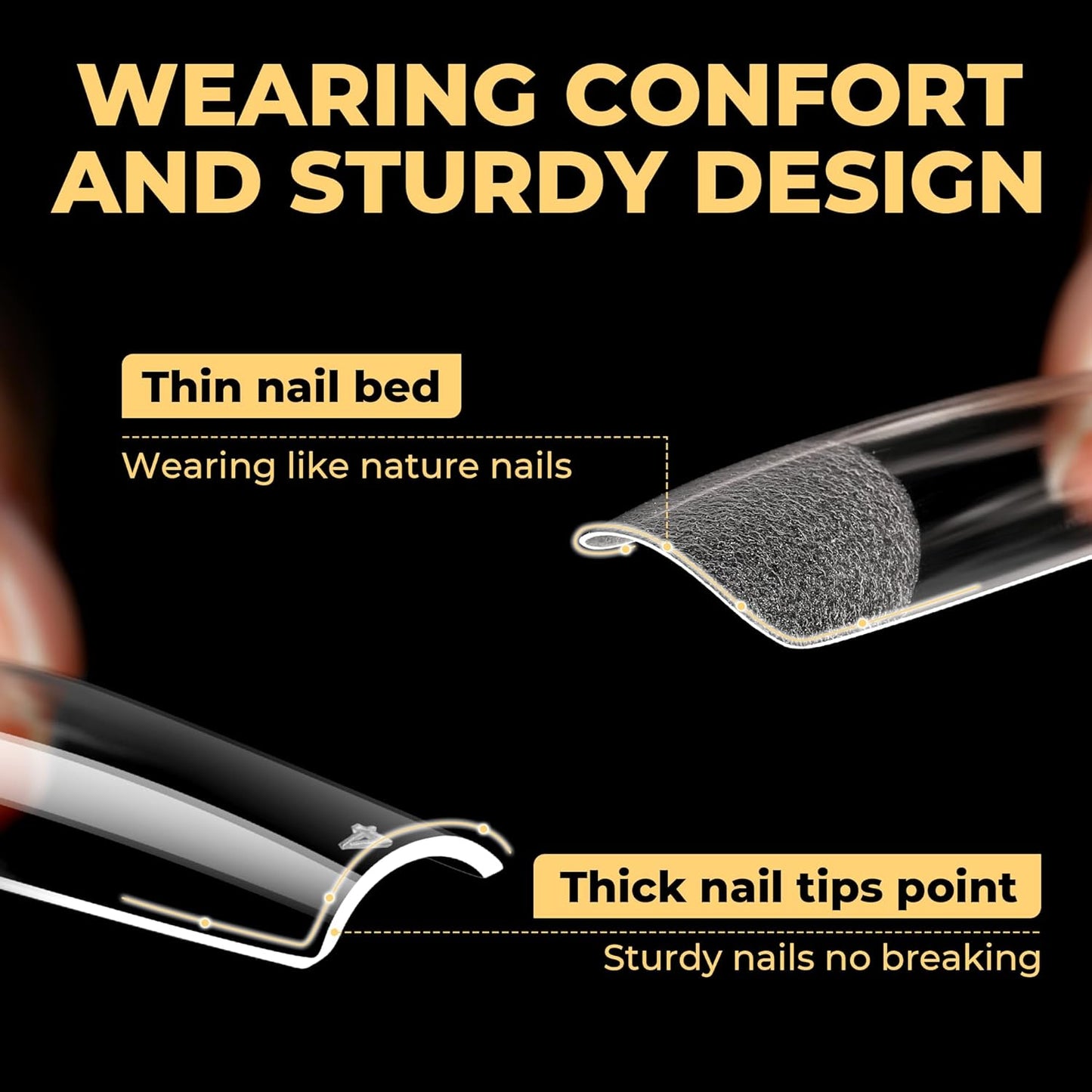 UNA GELLA Extra Long Tapered Sqaure Nail Tips, No C Curve Pre-file 120Pcs Square Press on Nails XXL Long Square Gel Nail Tips Full Cover Acrylic Straight for Nails Extension Art DIY Salon 12 Sizes-BrightBean Baby