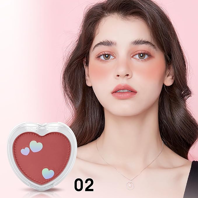 Boobeen Powder Blush Matte Pressed Blush Palette, Highly Pigmented Cream Pink Blusher for Cheeks, Blusher Compact Powder Makeup Lightweight Easily Blends, Single Color Rouge Powder-BrightBean Baby