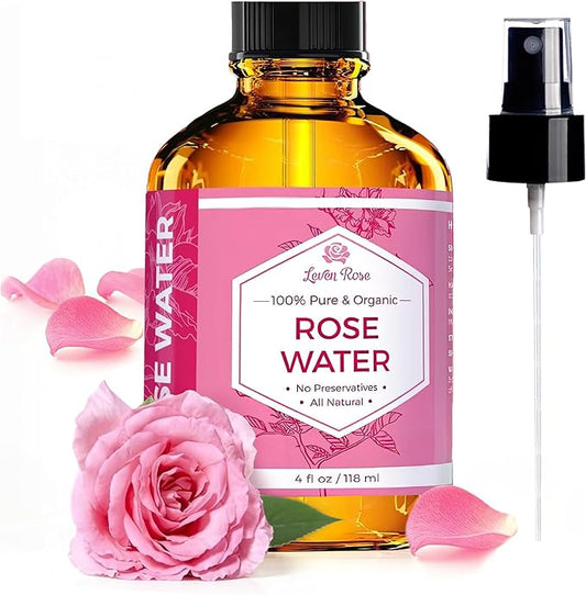 Rose Water Spray for Face by Leven Rose - Pure Natural Moroccan Rosewater Hydrosol Face Spray - Organic Rose Water for Hair 4 oz-BrightBean Baby