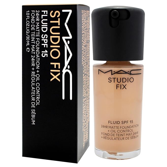 Studio Fix Fluid SPF 15 24Hr Matte Foundation Plus Oil Control - NC27 by MAC for Women - 1 oz Foundation-BrightBean Baby