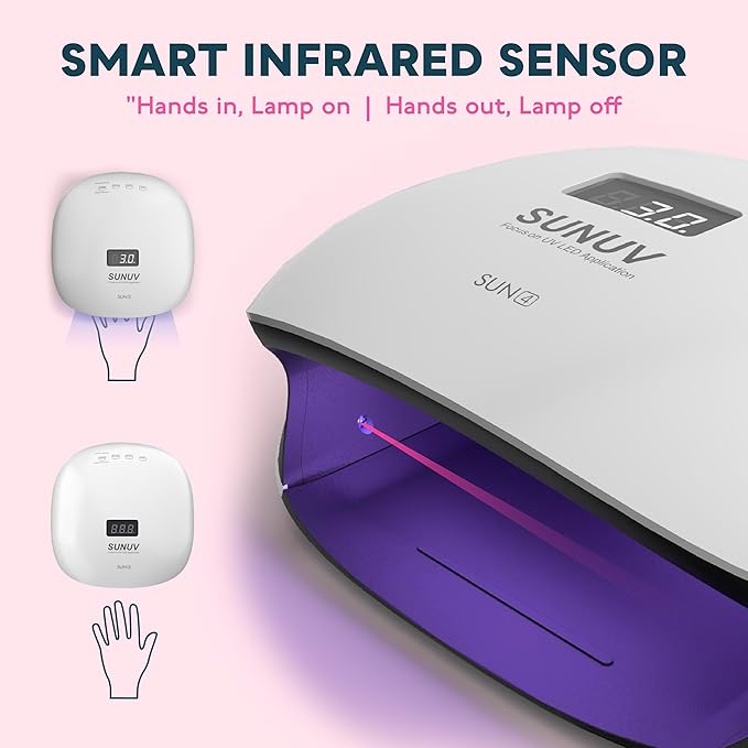 SUNUV UV LED Nail Lamp, UV Light for Nails Compatible with All Gel Polish, 36 LEDs with 4 Timer Settings, LCD Display for Home Salon SUN4 Black-BrightBean Baby